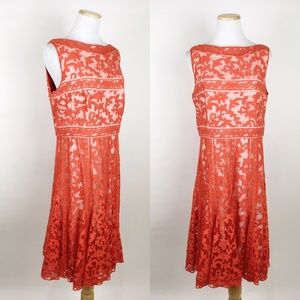 TADASHI SHOJI Floral Lace Fit and Flare Dress